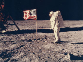 Aldrin à coté du drapeau américain - Tirage vintage NASA