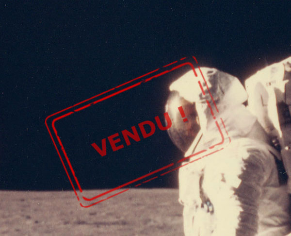 Aldrin à coté du drapeau américain - Détail - Tirage vintage NASA