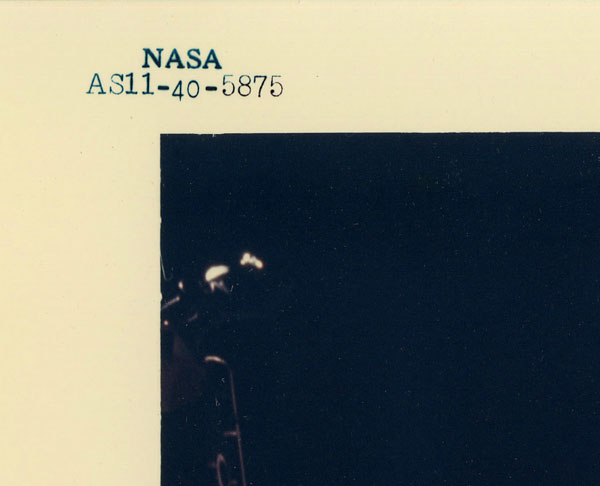 Aldrin à coté du drapeau américain - Détail - Tirage vintage NASA