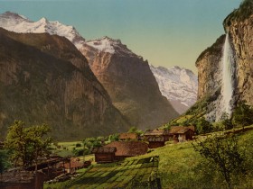 Chute de Staubbach et sommet de la Jungfrau - Photochrome P.Z.