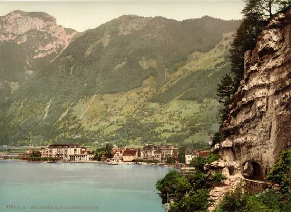 Brunnen et l'Axenstrasse, en Suisse - Photochrome P.Z. - Photo Memory