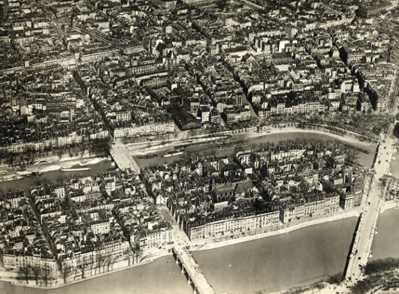Vue aérienne de l'Il Saint-Louis - Paris 1913 - Tirage argentique d'époque - Détail - Photo Memory