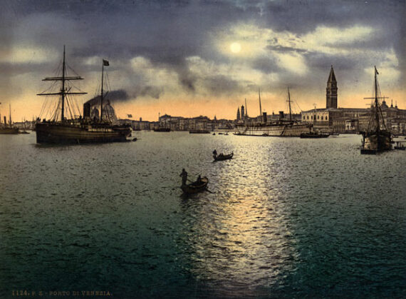Photochrome P.Z. 1124 - Le port de Venise au clair de lune - Photo Memory