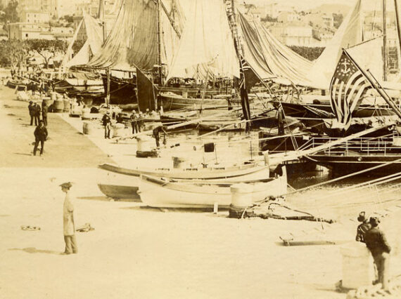 Yachts et thoniers - Port de Cannes autrefois - Détail