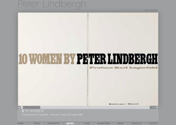 Portfolio Peter Lindbergh - Capture du site Internet