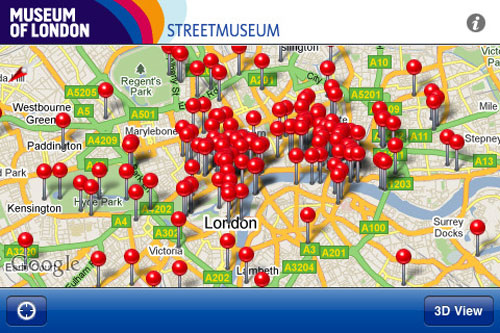 Streetmuseum du London Museum - Capture de l'application iPhone