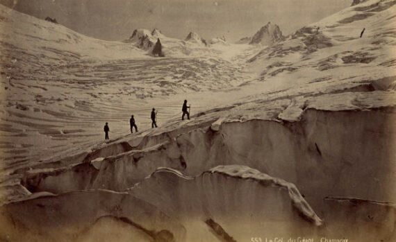Alpinistes au col du Géant, à Chamonix - Photo ancienne de montagne