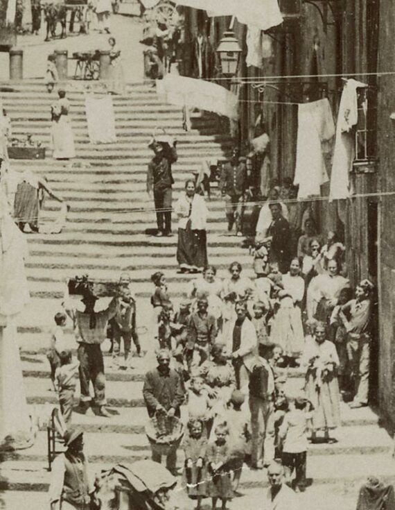 Ruelle typique de Santa Lucia, à Naples - Photographie de Carlo Brogi - Détail