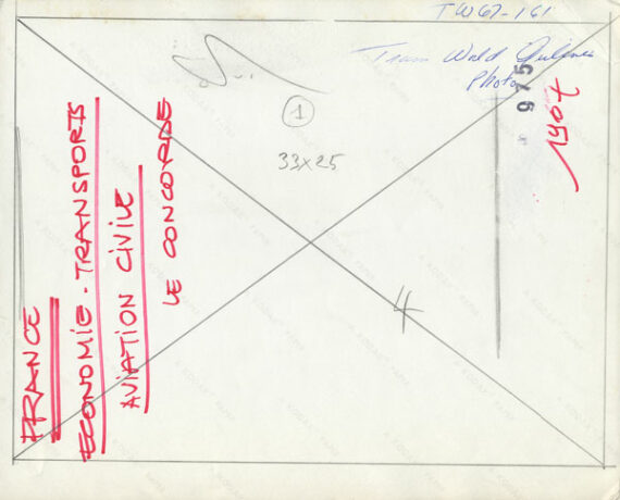 Concorde à Orly, mock-up TWA - Tirage argentique vintage - Dos