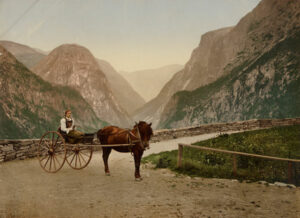 Paysanne norvégienne en carriole - Photochrome D.P.C | PHOTO MEMORY