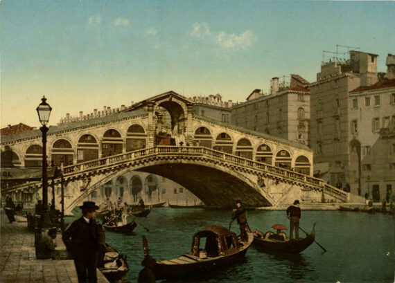 Venise : pont du Rialto, photochrome vintage - Photo Memory