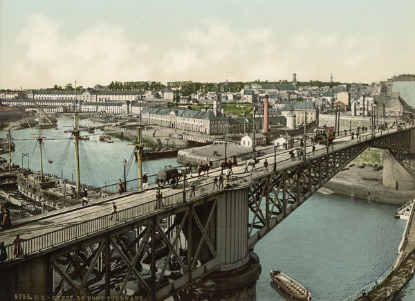 Photochrome 9755. P.Z. - Brest. Le pont tournant.