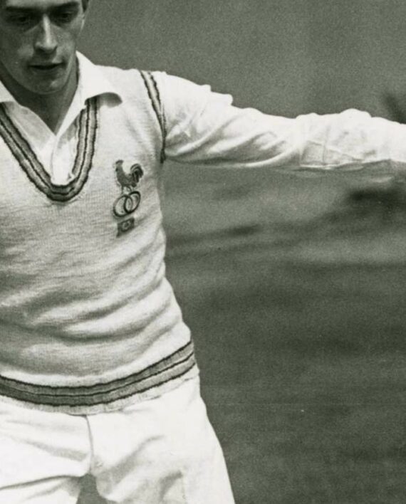 Henri Cochet en finale de Coupe Davis - Détail des anneaux et du coq de l'équipe de France de Tennis - Photographie originale