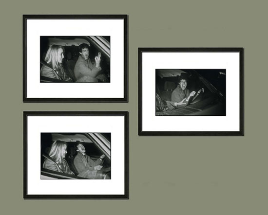 Exemple de scénographie du triptyque Mick Jagger et sa femme Jerry Hall, par le photographe Serge Benhamou.