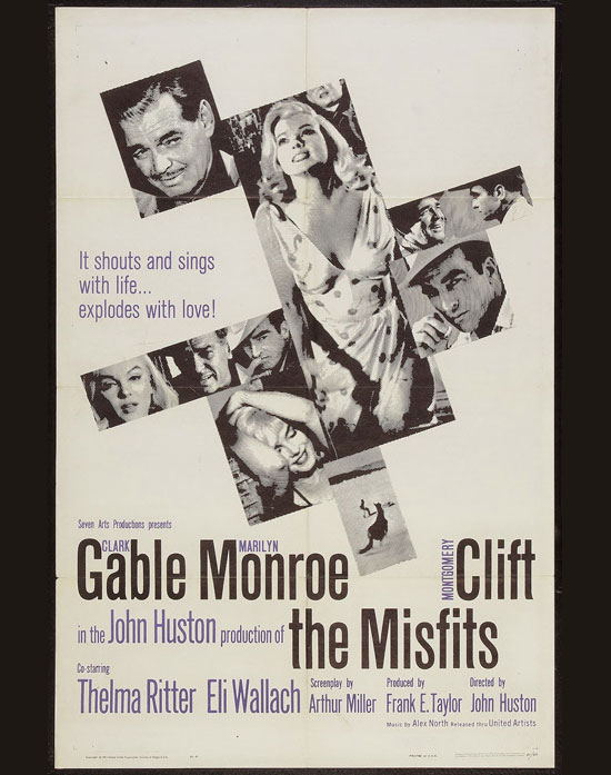 Affiche du film The Misfits, avec le montage photo en son centre.