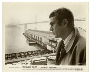 Steve McQueen alias Frank Bullitt, en baie de San Francisco - Tirage vintage de promotion du film, 1969 - Photo Memory