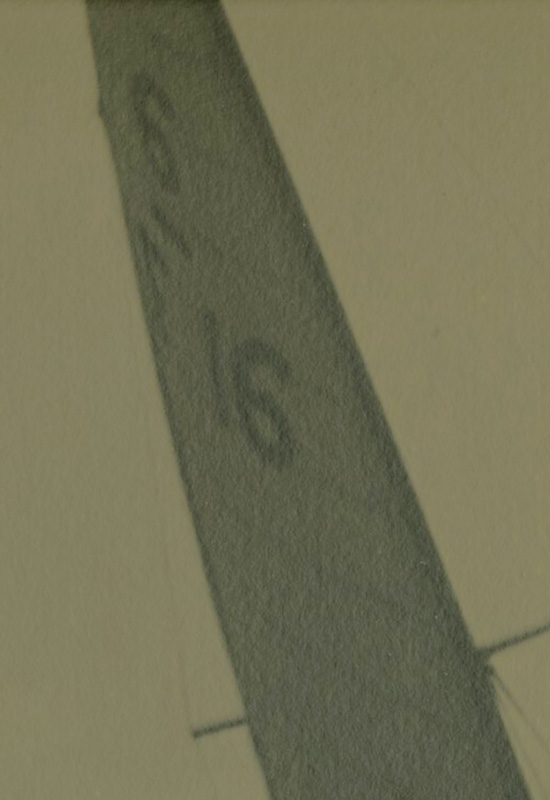 Le 6M JI Riquet, plan de François Camatte - Détail de son numéro de voile : F-16 - Tirage argentique d'époque, c. 1950