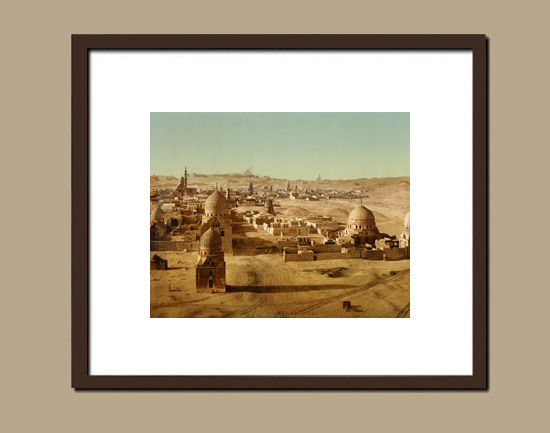 Les tombeaux des Califes, vue du Caire en photochrome P.Z. - Simulation de présentation