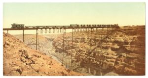 Train au dessus du Canyon Diablo, Airzona - Photochrome D.P.C. d'époque, circa 1900 - Photo Memory