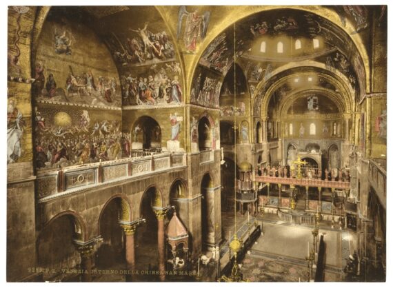 Basilique Saint-Marc : vue intérieure - Photochrome 9299. P.Z. - VENEZIA. INTERNO DELLA CHIESA SAN MARCO. - Photo Memory