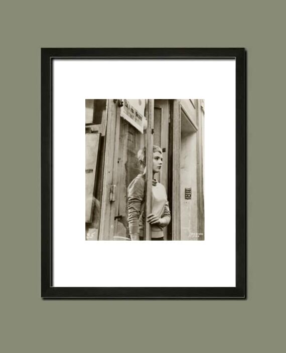 Jean Seberg dans Bonjour tristesse - Simulation d'encadrement de la photographie utilisée pour la promotion du film d'Otto Preminger