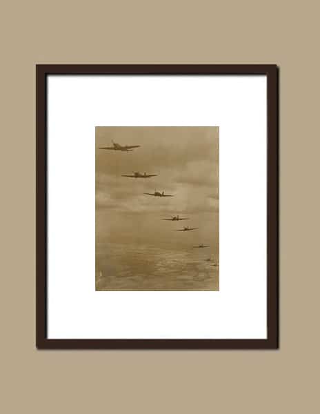 Fairey Battle dans le ciel de France - Simulation d'encadrement du tirage d'époque (1939).