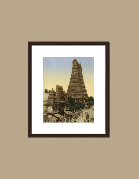Inde : Gopura Est du temple de Mînâkshî - Simulation d'encadrement du photochrome P.Z. 20056