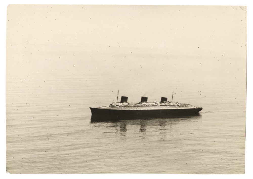 Le paquebot Normandie au milieu de l'océan - Tirage vintage, 1935 - Photo Memory