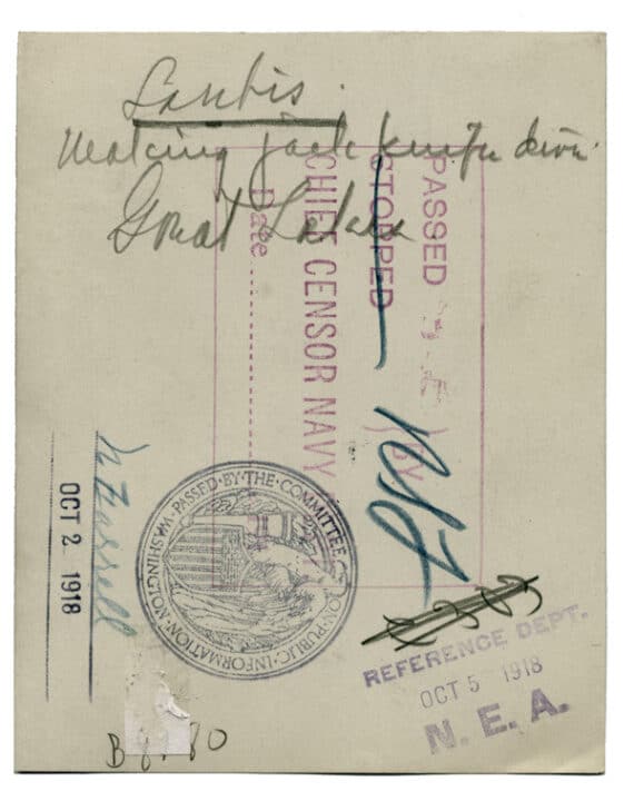 Le plongeon du plongeur plongeant - Dos du tirage d'époque, 1918