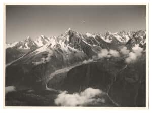 Tirage argentique vintage années 1930 du Glacier d'Argentière et de l'Aiguille Verte, massif du Mont-Blanc - Photo Memory